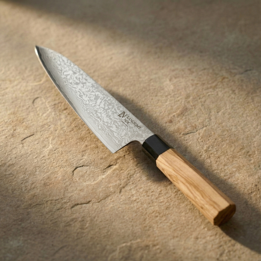 Damascus Chef Knife 21,5 cm – Olive Wood